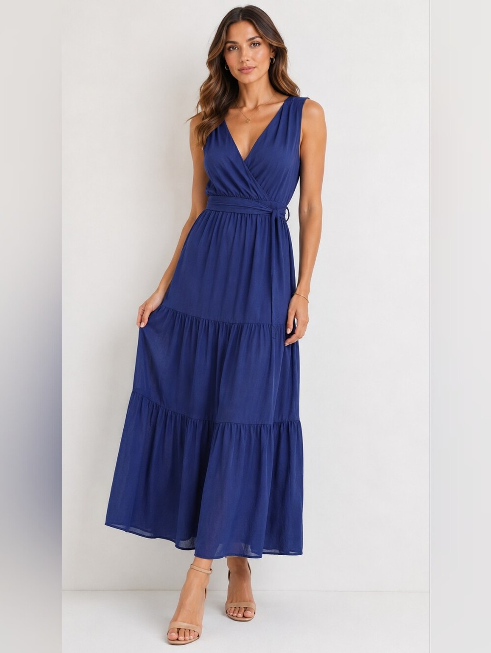 J. Mclaughlin Lavinia Blue Maxi Tiered Dress NWT
